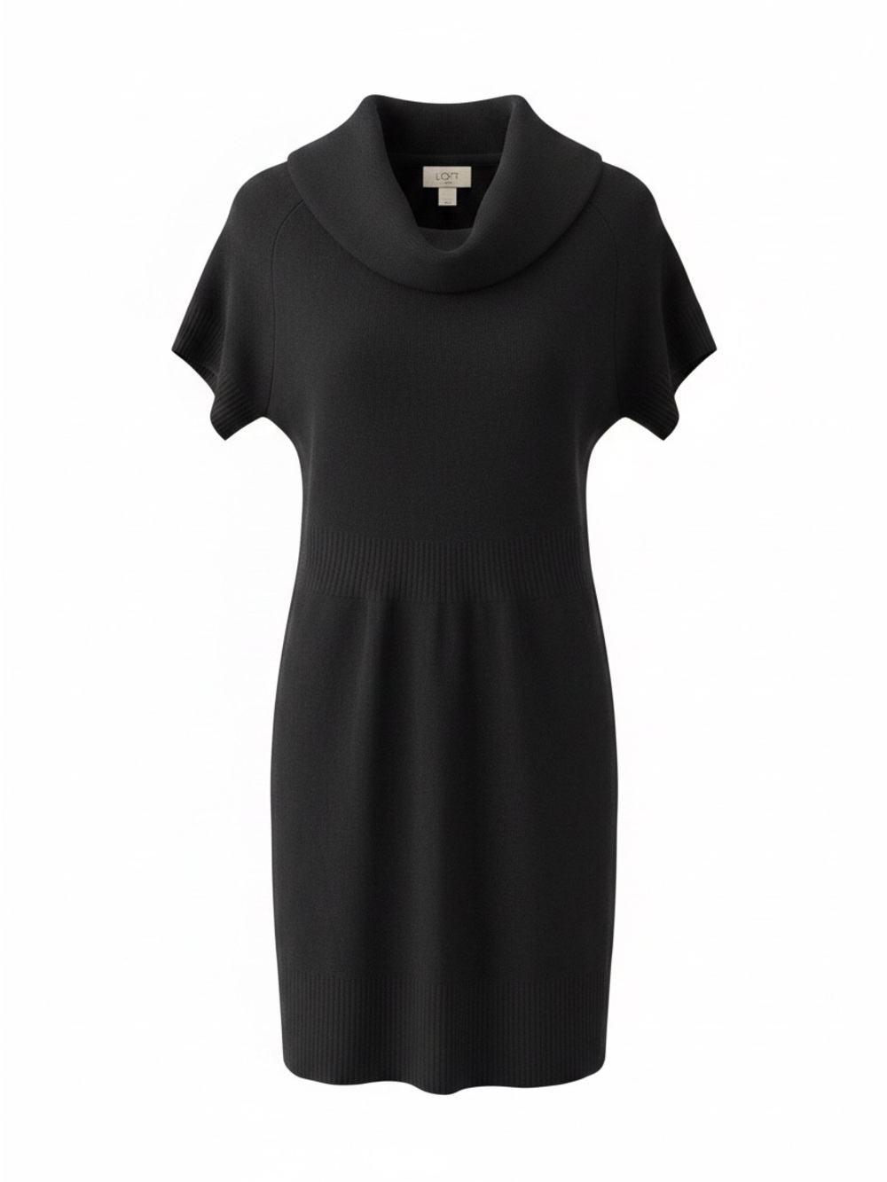 LOFT Black Cowl Neck Short Sleeve Sweater Dress